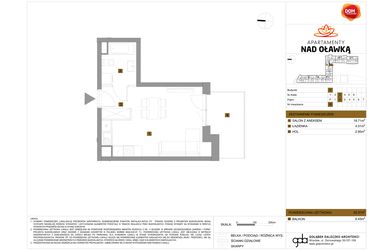 Rzut - Mieszkanie na sprzedaż 1 pokój o powierzchni 25,97 m² - numer 65 w Apartamenty nad Oławką etap II