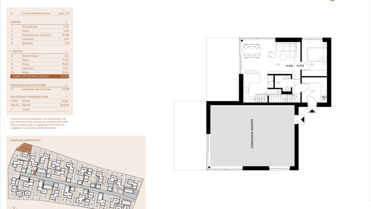 Rzut - Mieszkanie na sprzedaż 5 pokoi o powierzchni 101,03 m² - numer A17 w Kosocicka Ambient