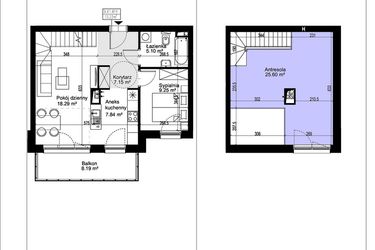 Rzut - Mieszkanie na sprzedaż 2 pokoje o powierzchni 73,49 m² - numer K1/14 w Ogrody Turawska