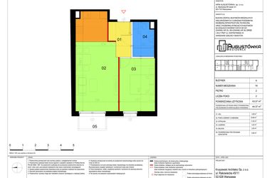 Rzut - Mieszkanie na sprzedaż 2 pokoje o powierzchni 43,57 m² - numer A19 w Augustówka Residence