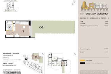 Rzut - Mieszkanie na sprzedaż 1 pokój o powierzchni 25,52 m² - numer C2 w Krzesławickie Tarasy