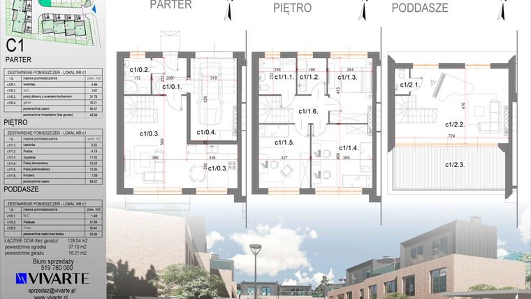 Rzut - Dom na sprzedaż 5 pokoi o powierzchni 128,88 m² - numer C1 w Viva Junacka