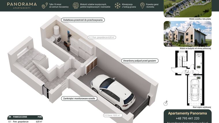 Rzut - Mieszkanie na sprzedaż 3 pokoje o powierzchni 79,27 m² - numer 2A w Apartamenty Panorama