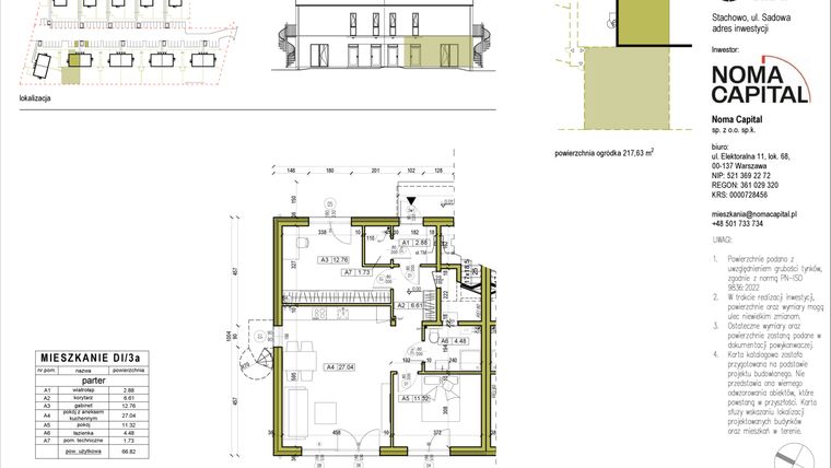 Rzut - Mieszkanie na sprzedaż 3 pokoje o powierzchni 66,84 m² - numer DI.3a w Sady Stachowo etap II
