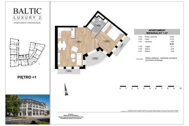 Rzut - Mieszkanie na sprzedaż 2 pokoje o powierzchni 55,66 m² - numer 1.07 w Baltic Luxury 2
