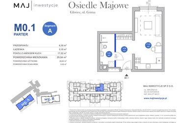 Rzut - Mieszkanie na sprzedaż 1 pokój o powierzchni 29,04 m² - numer M0.1 w Osiedle Majowe 2.0 etap II