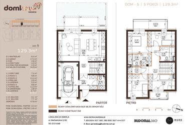 Rzut - Dom na sprzedaż 5 pokoi o powierzchni 129,3 m² - numer 5 w Domkove Widzew etap 2