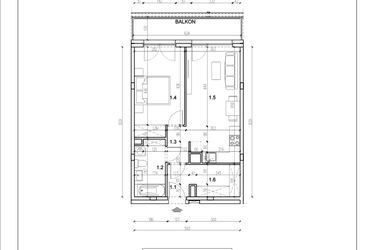 Rzut - Mieszkanie na sprzedaż 2 pokoje o powierzchni 46,97 m² - numer 19 w Łużycka 71