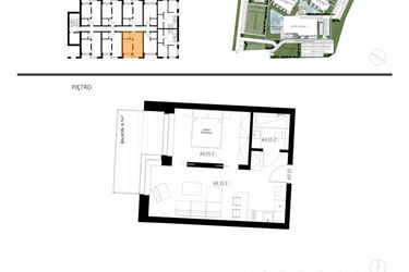 Rzut - Mieszkanie na sprzedaż 2 pokoje o powierzchni 39,4 m² - numer A3.15 w Apartamenty Dźwirzyno