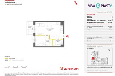 Rzut - Mieszkanie na sprzedaż 2 pokoje o powierzchni 35,97 m² - numer 168 w Viva Piast 6
