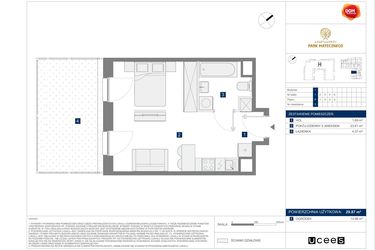 Rzut - Mieszkanie na sprzedaż 1 pokój o powierzchni 29,87 m² - numer I3 w Apartamenty Park Matecznego Etap 2.2
