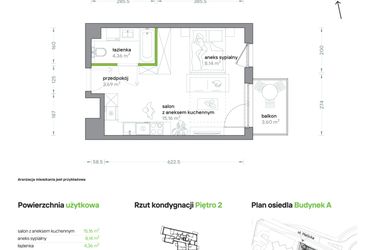 Rzut - Mieszkanie na sprzedaż 1 pokój o powierzchni 31,35 m² - numer A/KL2/2/05 w Podhalańska Vita