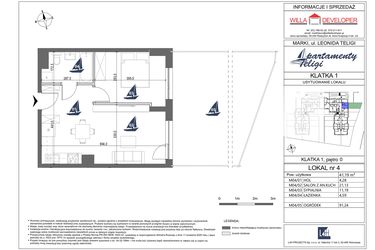 Rzut - Mieszkanie na sprzedaż 2 pokoje o powierzchni 41,19 m² - numer 4 w Apartamenty Teligi