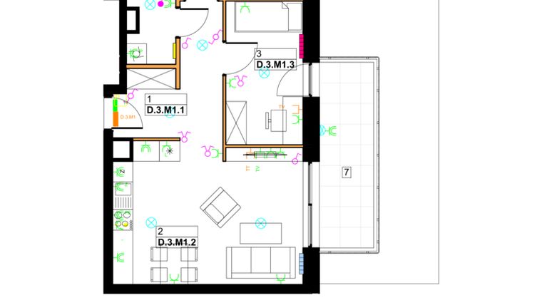 Rzut - Mieszkanie na sprzedaż 3 pokoje o powierzchni 58,16 m² - numer 82 w Srebrzyńska Park II