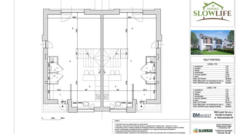 Rzut - Dom na sprzedaż 4 pokoje o powierzchni 96,03 m² - numer 17B w Osiedle Slow Life etap 2