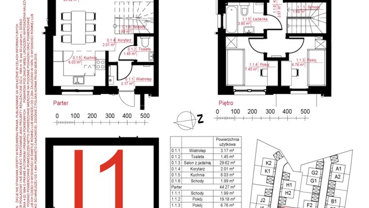 Rzut - Dom na sprzedaż 4 pokoje o powierzchni 134,7 m² - numer I1 w Gostyńska Invest II