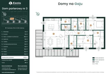 Rzut - Dom na sprzedaż 4 pokoje o powierzchni 114,8 m² - numer 3 w Domy na Gaju