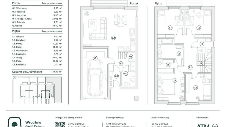 Rzut - Dom na sprzedaż 5 pokoi o powierzchni 134,07 m² - numer 35B w Domy Golfowe II
