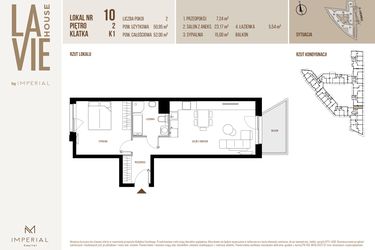 Rzut - Mieszkanie na sprzedaż 2 pokoje o powierzchni 50,95 m² - numer 10 w La Vie House