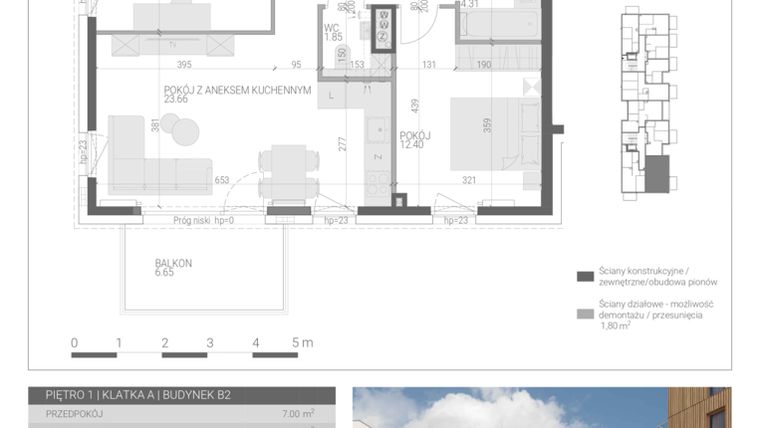 Rzut - Mieszkanie na sprzedaż 3 pokoje o powierzchni 58,22 m² - numer M-7 w Forma Augustów