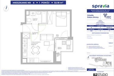 Rzut - Mieszkanie na sprzedaż 1 pokój o powierzchni 32,18 m² - numer 122/6 w Dobre Strony