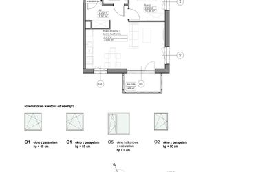 Rzut - Mieszkanie na sprzedaż 2 pokoje o powierzchni 44,69 m² - numer B.2.2.2 w Optima VIII