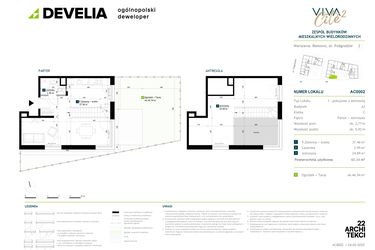 Rzut - Mieszkanie na sprzedaż 1 pokój o powierzchni 65,34 m² - numer AC0002 w Viva Cité 2