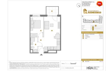 Rzut - Mieszkanie na sprzedaż 2 pokoje o powierzchni 38,56 m² - numer D.69 w Apartamenty Rudnickiego