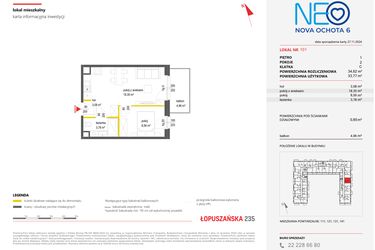 Rzut - Mieszkanie na sprzedaż 2 pokoje o powierzchni 34,62 m² - numer 101 w Neo Nova Ochota 6