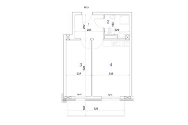 Rzut - Mieszkanie na sprzedaż 2 pokoje o powierzchni 40,39 m² - numer 6.15 w Mierzeja Wiślana etap IV