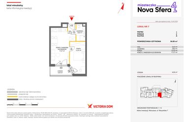 Rzut - Mieszkanie na sprzedaż 2 pokoje o powierzchni 36,89 m² - numer 7 w Miasteczko Nova Sfera 4