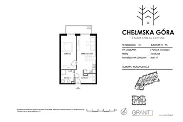 Rzut - Mieszkanie na sprzedaż 2 pokoje o powierzchni 50,76 m² - numer C-9A-M10 w Chełmska Góra
