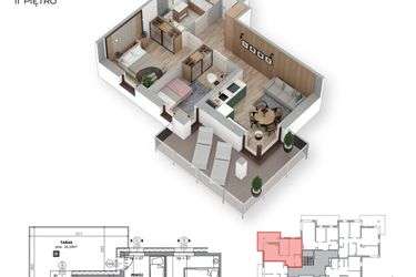 Rzut - Mieszkanie na sprzedaż 3 pokoje o powierzchni 48,51 m² - numer 16 w Villa Park - Etap III