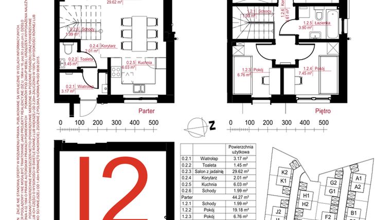 Rzut - Dom na sprzedaż 4 pokoje o powierzchni 134,7 m² - numer I2 w Gostyńska Invest II