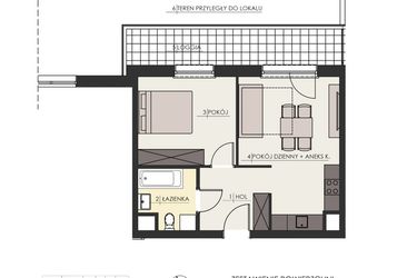 Rzut - Mieszkanie na sprzedaż 2 pokoje o powierzchni 41,55 m² - numer 55 w Osiedle Platinum III
