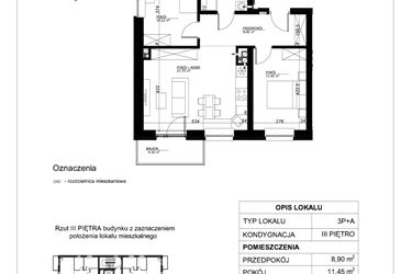 Rzut - Mieszkanie na sprzedaż 3 pokoje o powierzchni 56,94 m² - numer 21 w Esperanto Park etap II