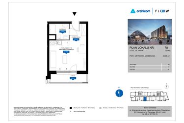 Rzut - Mieszkanie na sprzedaż 1 pokój o powierzchni 26,48 m² - numer 78 w Flow