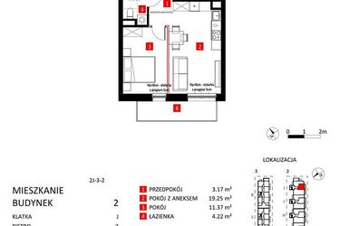 Rzut - Mieszkanie na sprzedaż 2 pokoje o powierzchni 38,01 m² - numer AJ_17/10 w Apartamenty Jeździecka