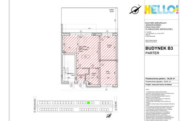 Rzut - Mieszkanie na sprzedaż 3 pokoje o powierzchni 54,35 m² - numer B3.1 w HELLO! KUKUŁKI bud. B