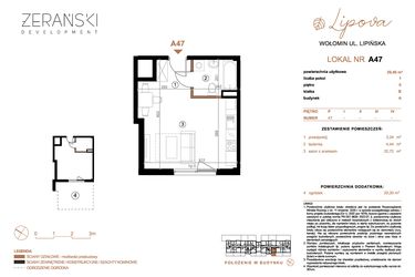 Rzut - Mieszkanie na sprzedaż 1 pokój o powierzchni 29,4 m² - numer A47 w LIPOVA