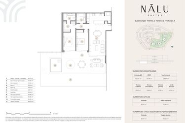 Rzut - Mieszkanie na sprzedaż 2 pokoje o powierzchni 126,61 m² - numer 320A w Nalu Suites