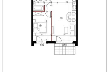 Rzut - Mieszkanie na sprzedaż 2 pokoje o powierzchni 41,74 m² - numer 55 w Andersa 3