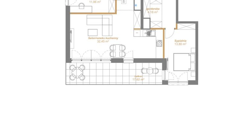 Rzut - Mieszkanie na sprzedaż 5 pokoi o powierzchni 114,09 m² - numer C7.06 w Dobrynów
