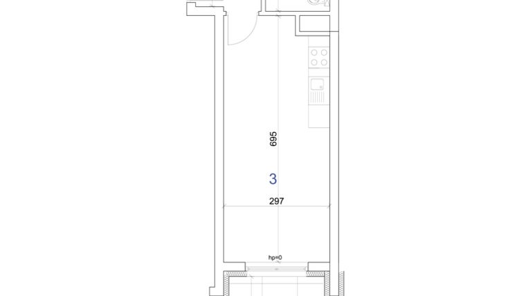 Rzut - Mieszkanie na sprzedaż 1 pokój o powierzchni 31,41 m² - numer 6A.19 w Mierzeja Wiślana etap IV
