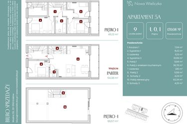 Rzut - Mieszkanie na sprzedaż 9 pokoi o powierzchni 170,08 m² - numer 5A w Nowa Wieliczka