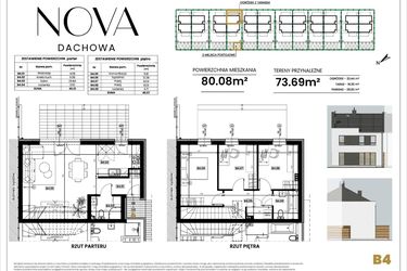 Rzut - Dom na sprzedaż 4 pokoje o powierzchni 80,01 m² - numer B4 w Nova Dachowa II