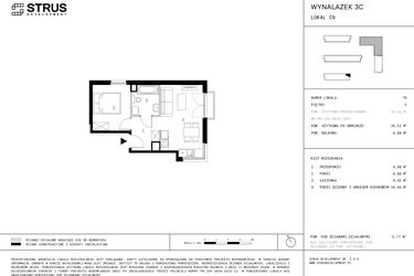 Rzut - Mieszkanie na sprzedaż 2 pokoje o powierzchni 35,51 m² - numer C9.5 w Wynalazek 3A