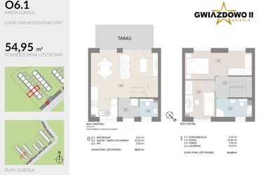 Rzut - Dom na sprzedaż 4 pokoje o powierzchni 54,95 m² - numer O6.1 w Gwiazdowo II
