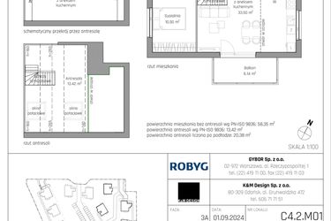 Rzut - Mieszkanie na sprzedaż 4 pokoje o powierzchni 71,77 m² - numer C4.2M01 w ROSA Residence etap II