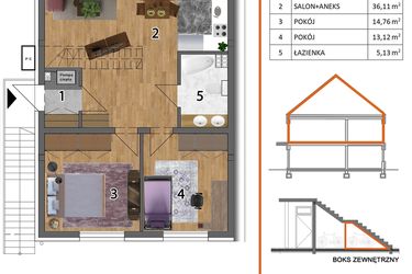 Rzut - Mieszkanie na sprzedaż 4 pokoje o powierzchni 127,9 m² - numer 10L2 w Osiedle Leśnica Las